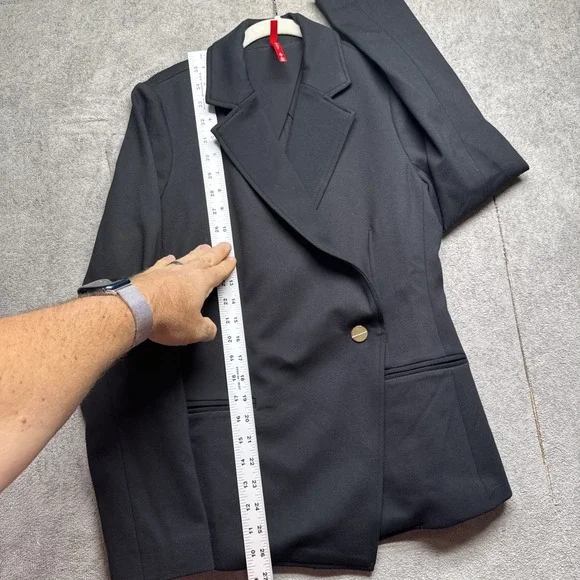 Spanx Women's Black Tailored Blazer Asymmetrical Jacket Size Small Office Wear - Picture 5 of 11